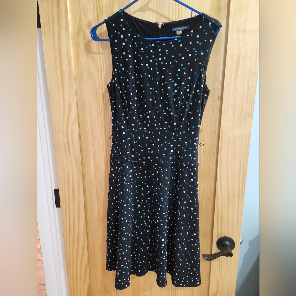 Tommy Hilfiger Sleeveless Black with Blue and White Polka Dots Dress
